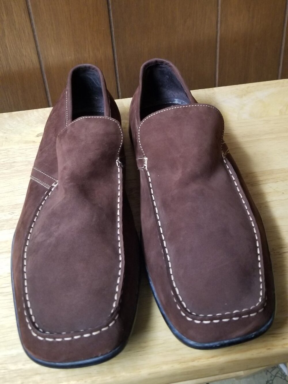 Aston Grey Brown Suede Dress Loafers Size 11.5